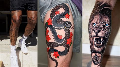 snake leg tattoo women.